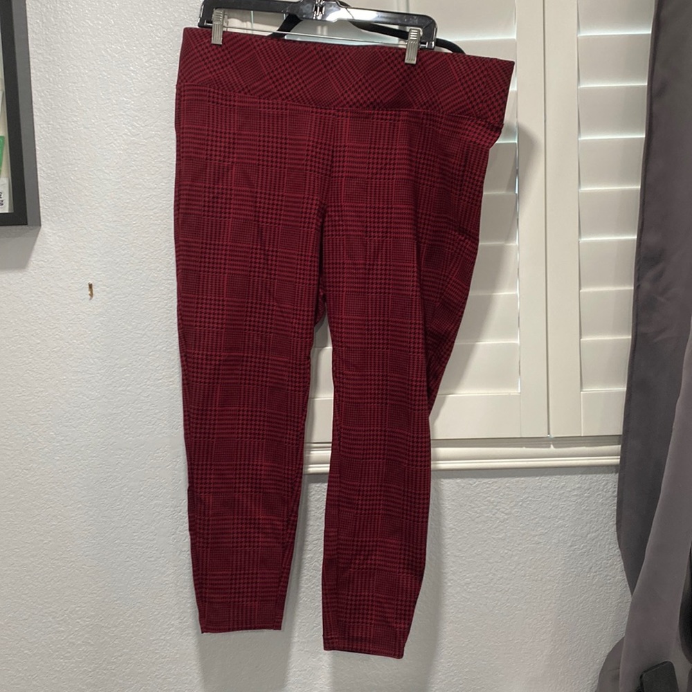 Plus Size Maroon & Black High Waisted Pants